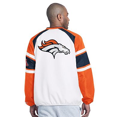 Men's Starter White Denver Broncos Infield Play Pullover Jacket