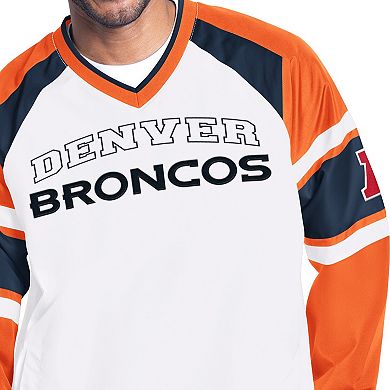 Men's Starter White Denver Broncos Infield Play Pullover Jacket