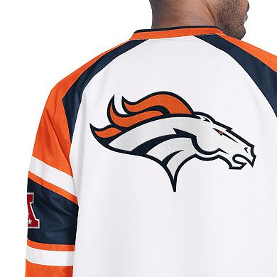 Men's Starter White Denver Broncos Infield Play Pullover Jacket
