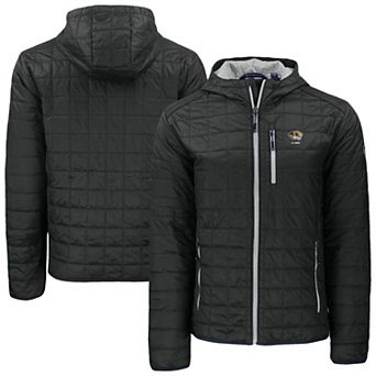 Men's Cutter & Buck Black Missouri Tigers Rainier Eco PrimaLoft Hooded Full-Zip Jacket
