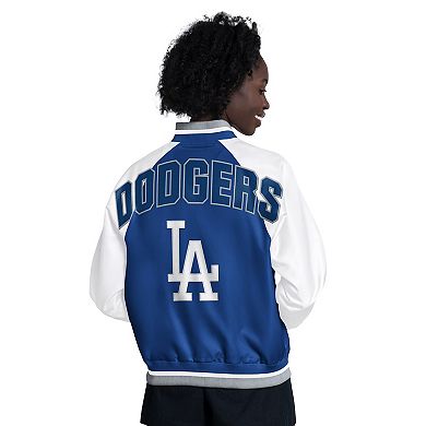 Women's Starter White/Royal Los Angeles Dodgers Blitz Varsity Raglan Full-Snap Satin Jacket