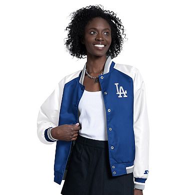 Women's Starter White/Royal Los Angeles Dodgers Blitz Varsity Raglan Full-Snap Satin Jacket