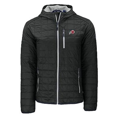 Men's Cutter & Buck Black Utah Utes Rainier Eco PrimaLoft Hooded Full-Zip Jacket