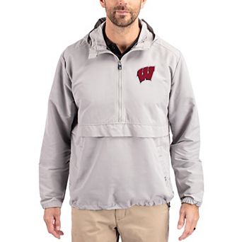 Men's Cutter & Buck Gray Wisconsin Badgers Charter Eco Recycled Half-Zip Anorak Jacket