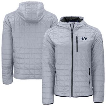 Men's Cutter & Buck Gray BYU Cougars Rainier Eco PrimaLoft Hooded Full-Zip Jacket