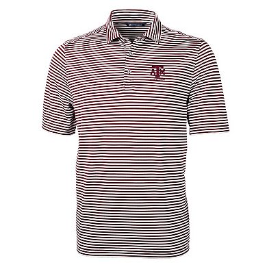 Men's Cutter & Buck Maroon Texas A&M Aggies Alumni Logo Virtue Eco Pique Stripe Recycled Polo