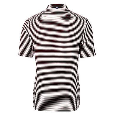 Men's Cutter & Buck Maroon Texas A&M Aggies Alumni Logo Virtue Eco Pique Stripe Recycled Polo