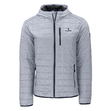 Men's Cutter & Buck Gray Illinois Fighting Illini Rainier Eco PrimaLoft Hooded Full-Zip Jacket
