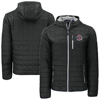 Men's Cutter & Buck Black Ohio State Buckeyes Rainier Eco PrimaLoft Hooded Full-Zip Jacket