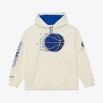 Men's Mitchell & Ness Cream Orlando Magic Hardwood Classics Chainstitch Premium Fleece Hoodie