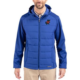 Men's Cutter & Buck Blue Florida Gators Evoke Hybrid Eco Softshell Recycled Full Zip Hooded Jacket