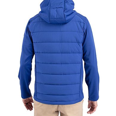 Men's Cutter & Buck Blue Florida Gators Evoke Hybrid Eco Softshell Recycled Full Zip Hooded Jacket