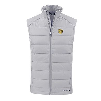 Men's Cutter & Buck Gray Missouri Tigers Evoke Hybrid Eco Softshell Recycled Full-Zip Vest