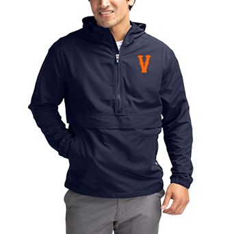 Men's Cutter & Buck Navy Virginia Cavaliers Charter Eco Recycled Half-Zip Anorak Jacket