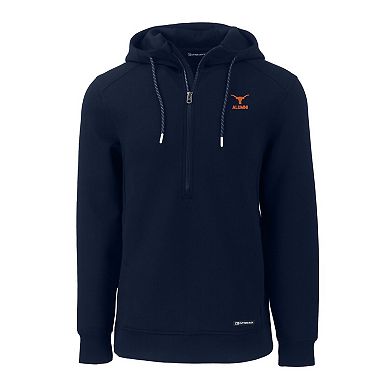 Men's Cutter & Buck Navy Texas Longhorns Alumni Logo Roam Eco Recycled Half-Zip Pullover Hoodie