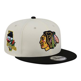 Men's New Era White/Black Chicago Blackhawks Injection Localized Two-Tone 9FIFTY Snapback Hat