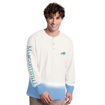 Men's Margaritaville White/Light Blue Buffalo Bills Island Reserve Long Sleeve Henley Shirt