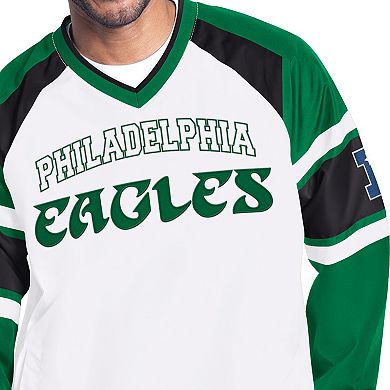 Men's Starter White Philadelphia Eagles Infield Play Pullover Jacket