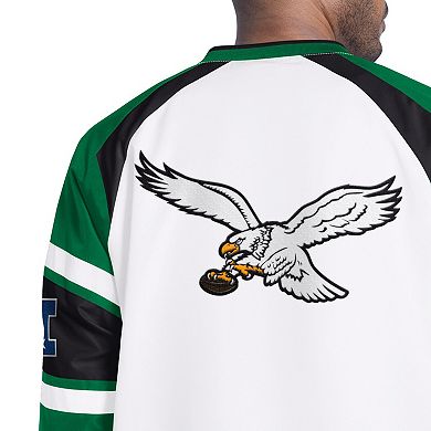 Men's Starter White Philadelphia Eagles Infield Play Pullover Jacket