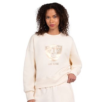 Women's Starter Cream Las Vegas Raiders Travel Pastels Boxy Fleece Sweatshirt