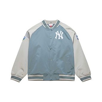 Men's Mitchell & Ness Gray New York Yankees Thunderstorm Head Coach Lightweight Satin Full-Snap Jacket