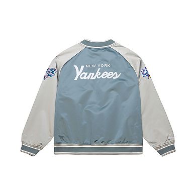 Men's Mitchell & Ness Gray New York Yankees Thunderstorm Head Coach Lightweight Satin Full-Snap Jacket