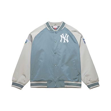 Men's Mitchell & Ness Gray New York Yankees Thunderstorm Head Coach Lightweight Satin Full-Snap Jacket