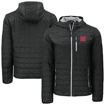 Men's Cutter & Buck Black Nebraska Huskers Rainier Eco PrimaLoft Hooded Full-Zip Jacket