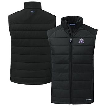Men's Cutter & Buck Black Northwestern Wildcats Evoke Hybrid Eco Softshell Recycled Full-Zip Vest