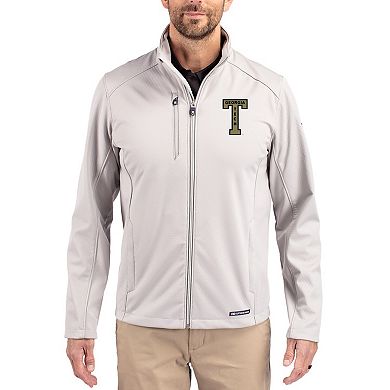 Men's Cutter & Buck Gray Georgia Tech Yellow Jackets Evoke Eco Softshell Recycled Full-Zip Jacket