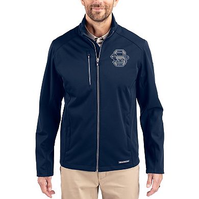 Men's Cutter & Buck Navy Penn State Nittany Lions Evoke Eco Softshell Recycled Full-Zip Jacket