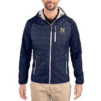 Men's Cutter & Buck Navy Navy Midshipmen Rainier Eco Hybrid PrimaLoft Raglan Full-Zip Jacket