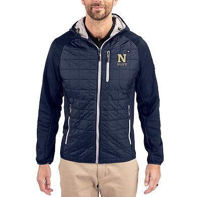 Men's Cutter & Buck Navy Navy Midshipmen Rainier Eco Hybrid PrimaLoft Raglan Full-Zip Jacket