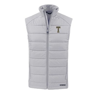 Men's Cutter & Buck Gray Georgia Tech Yellow Jackets Evoke Hybrid Eco Softshell Recycled Full-Zip Vest