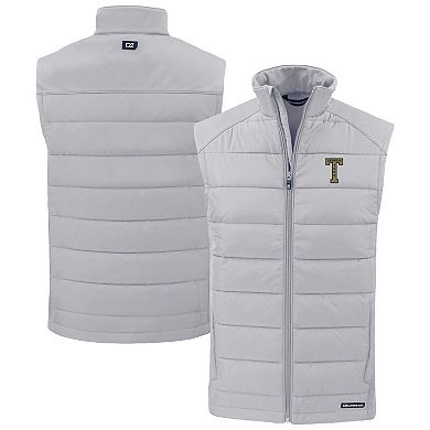 Men's Cutter & Buck Gray Georgia Tech Yellow Jackets Evoke Hybrid Eco Softshell Recycled Full-Zip Vest