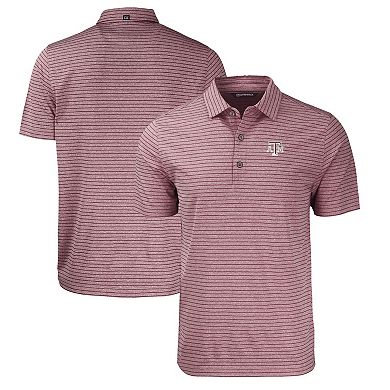 Men's Cutter & Buck Heather Maroon Texas A&M Aggies Forge Eco Heathered Stripe Stretch Recycled Polo