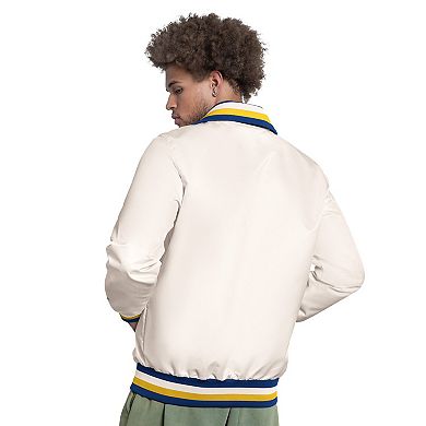 Men's Starter White Milwaukee Brewers The Captain Cooperstown Logo Full-Zip Varsity Jacket