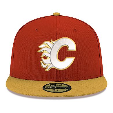 Men's New Era Red Calgary Flames Core Logo Two-Tone 59FIFTY Fitted Hat