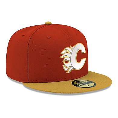 Men's New Era Red Calgary Flames Core Logo Two-Tone 59FIFTY Fitted Hat