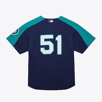 Men's Mitchell & Ness Ichiro Suzuki Navy Seattle Mariners 2006 Cooperstown Mesh Batting Practice Button-Up Jersey