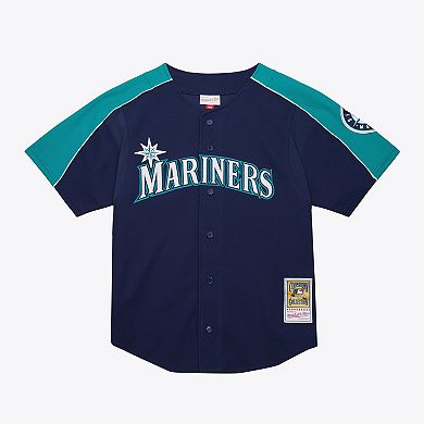 Men's Mitchell & Ness Ichiro Suzuki Navy Seattle Mariners 2006 Cooperstown Mesh Batting Practice Button-Up Jersey