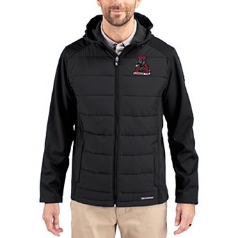 Men's Cutter & Buck Black Alabama Crimson Tide Evoke Hybrid Eco Softshell Recycled Full Zip Hooded Jacket