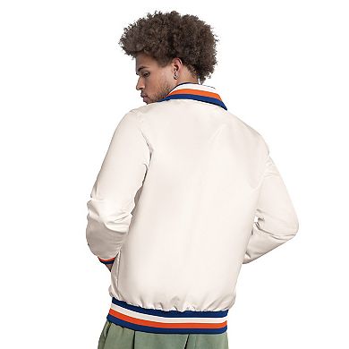 Men's Starter White New York Mets The Captain Cooperstown Logo Full-Zip Varsity Jacket