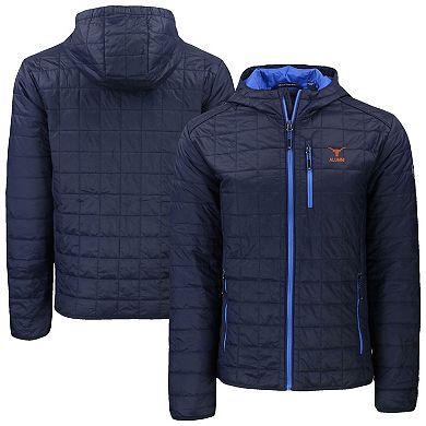 Men's Cutter & Buck Navy Texas Longhorns Rainier Eco PrimaLoft Hooded Full-Zip Jacket