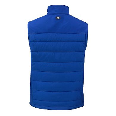 Men's Cutter & Buck Blue Kansas Jayhawks Evoke Hybrid Eco Softshell Recycled Full-Zip Vest
