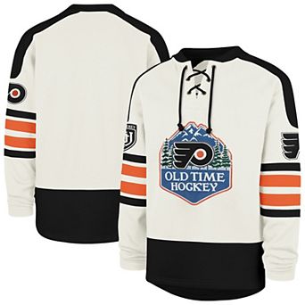 Men's '47 Cream Philadelphia Flyers Pond Hockey Trio Eternal Lacer Sweatshirt