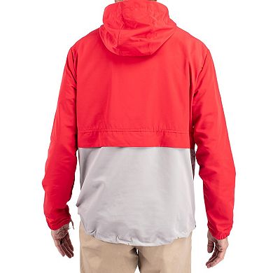 Men's Cutter & Buck Red Wisconsin Badgers Charter Eco Recycled Half-Zip Anorak Jacket