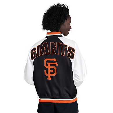 Women's Starter White/Black San Francisco Giants Blitz Varsity Raglan Full-Snap Satin Jacket