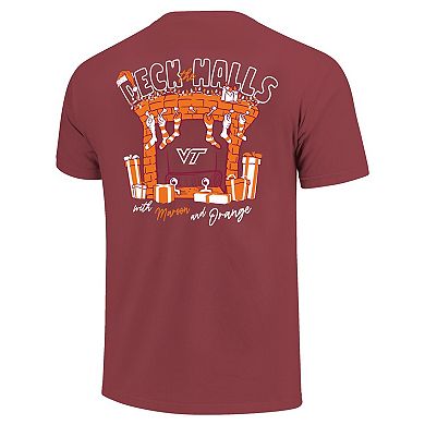 Men's Maroon Virginia Tech Hokies Deck the Halls Comfort Colors T-Shirt