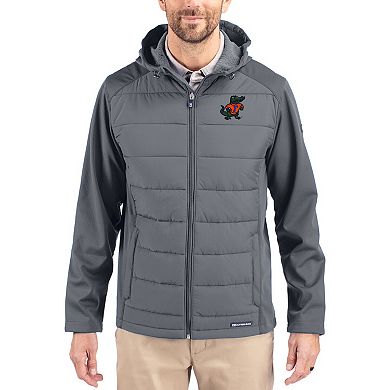 Men's Cutter & Buck Gray Florida Gators Evoke Hybrid Eco Softshell Recycled Full Zip Hooded Jacket
